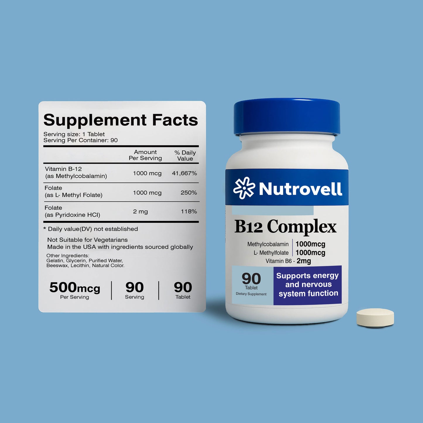 Vitamin B12 1000 mcg | Methylcobalamin Energy Support