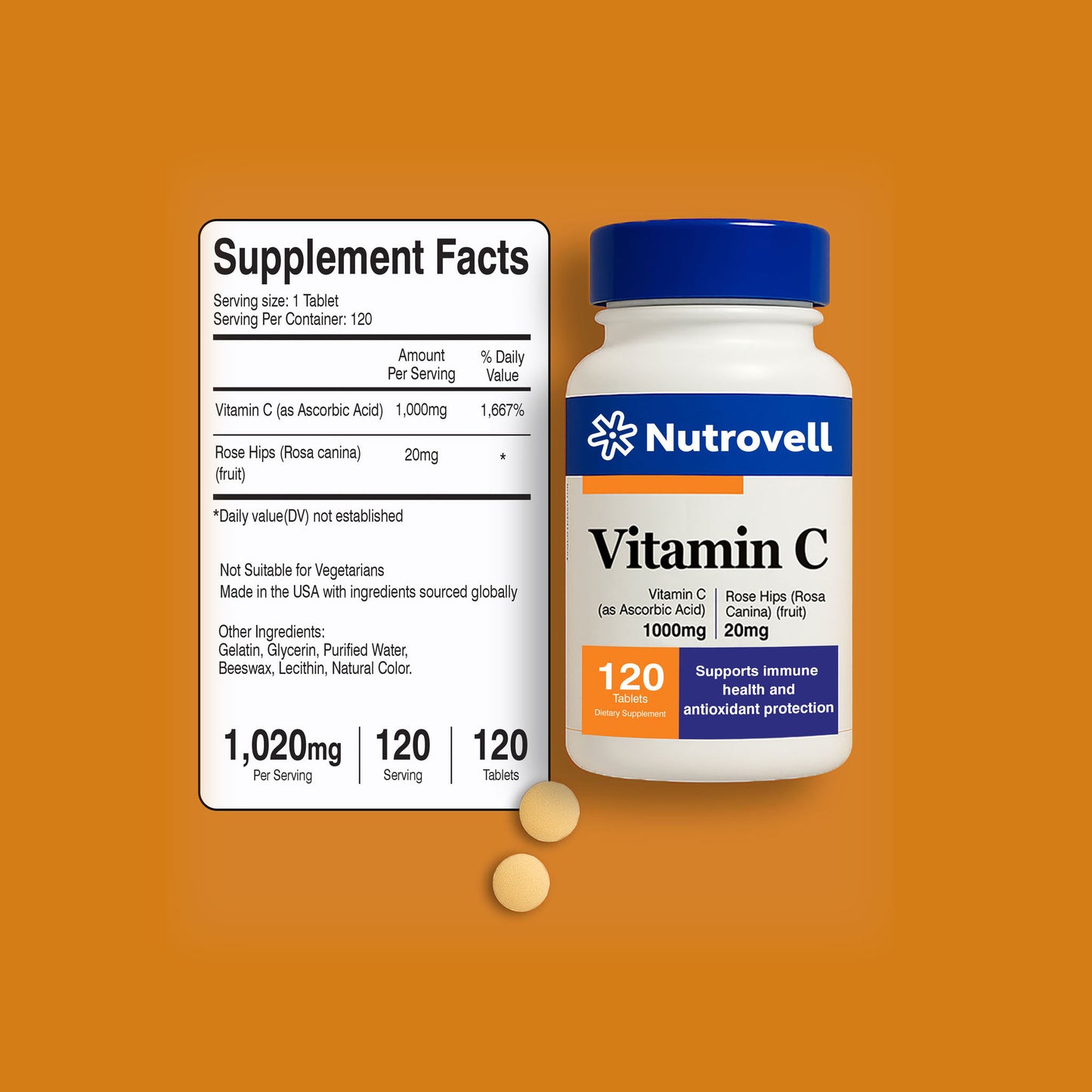 Vitamin C – Ascorbic Acid 1000 mg – 60 Tablets