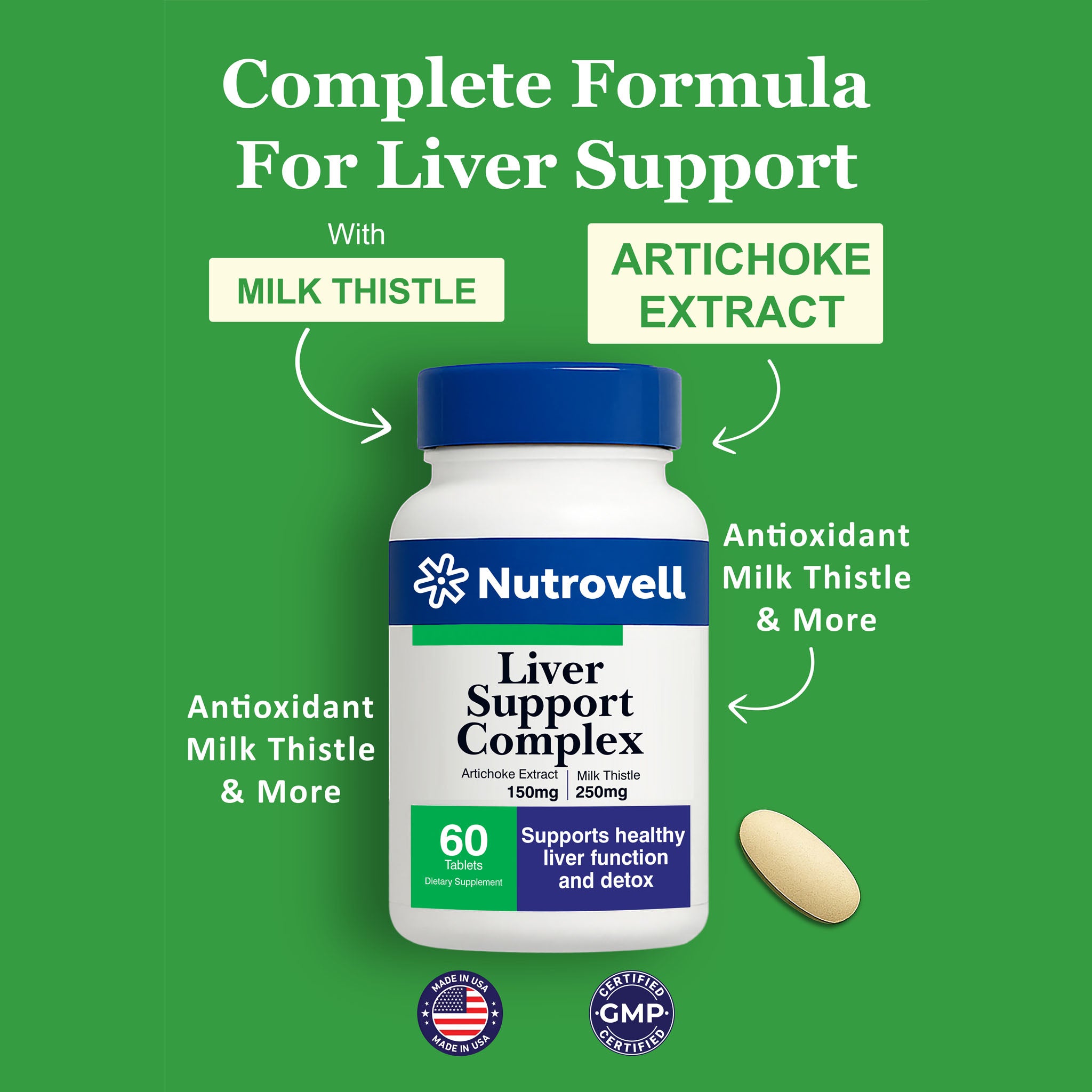 Liver Support Complex – Milk Thistle Extract 250 mg – 60 Tablets