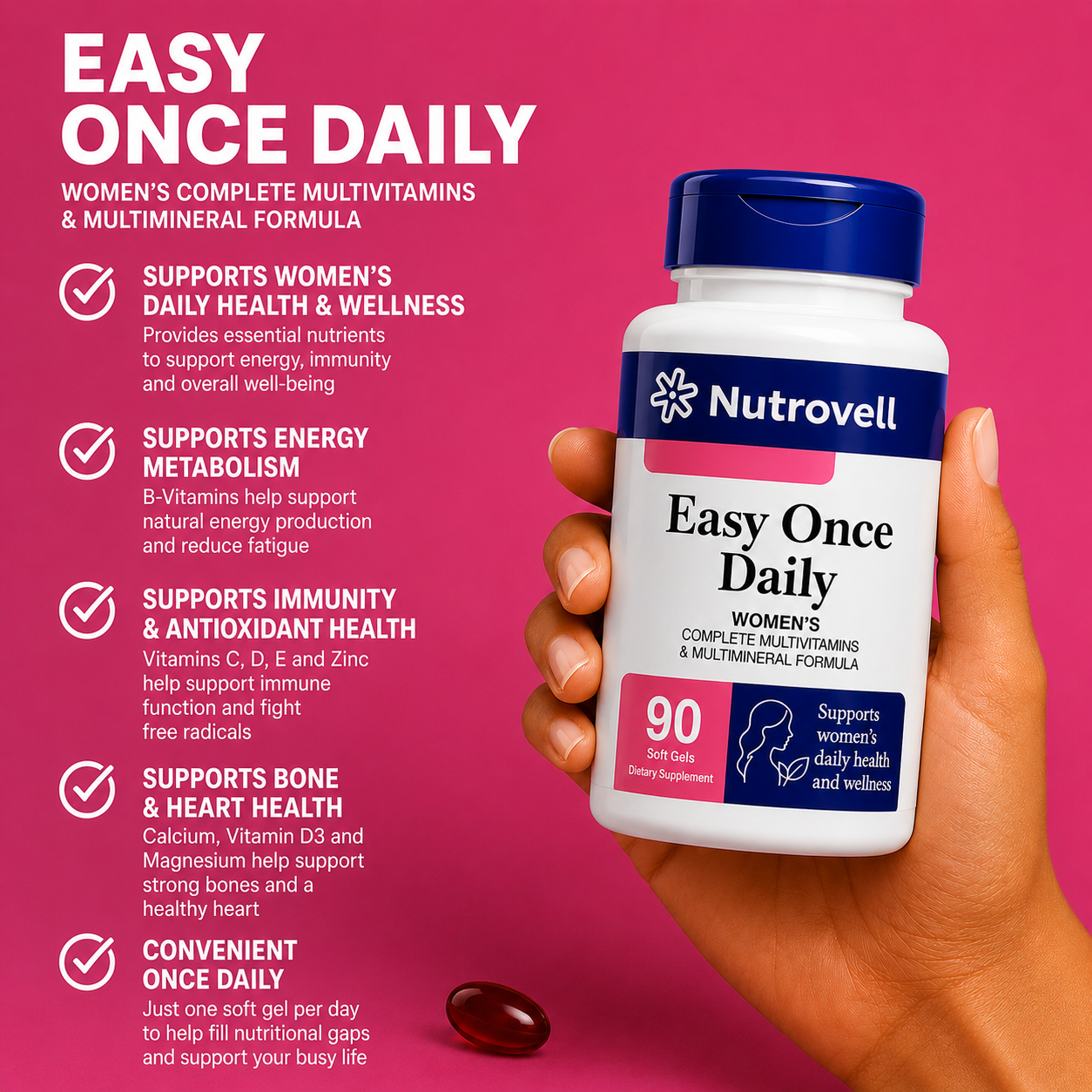 Nutrovell Easy Once Daily Women's Multivitamin and Mineral Formula softgels