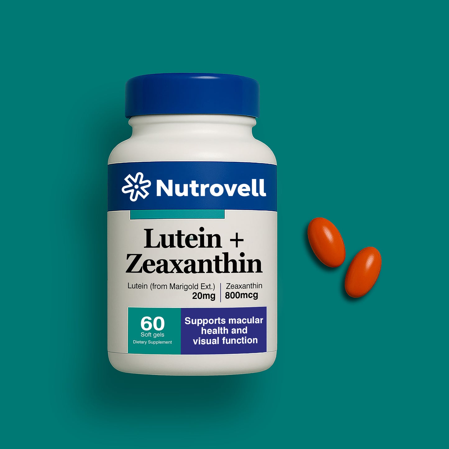 Lutein + Zeaxanthin – Lutein (from Marigold) 20 mg + Zeaxanthin 800 mcg – 60 Softgels