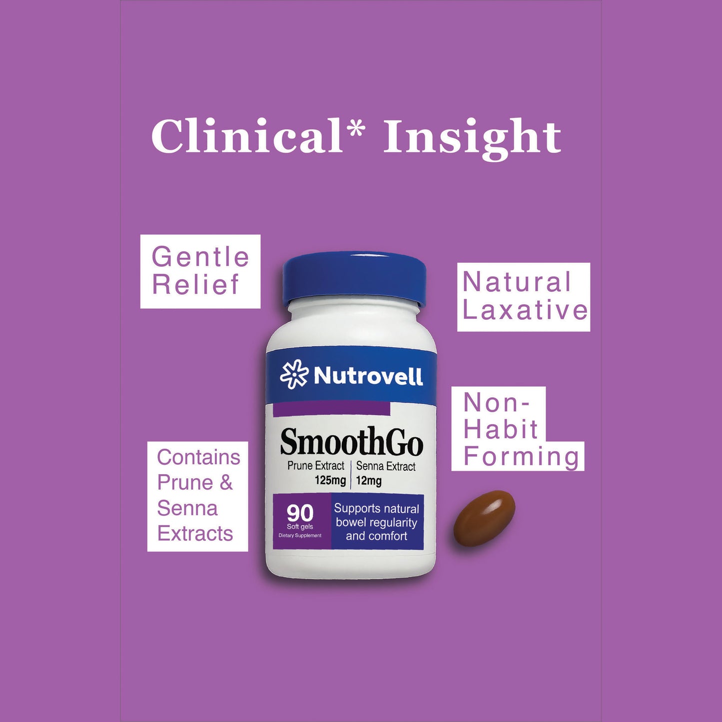 SmoothGo – Prune Extract 125 mg + Senna Extract 12 mg – 90 Softgels