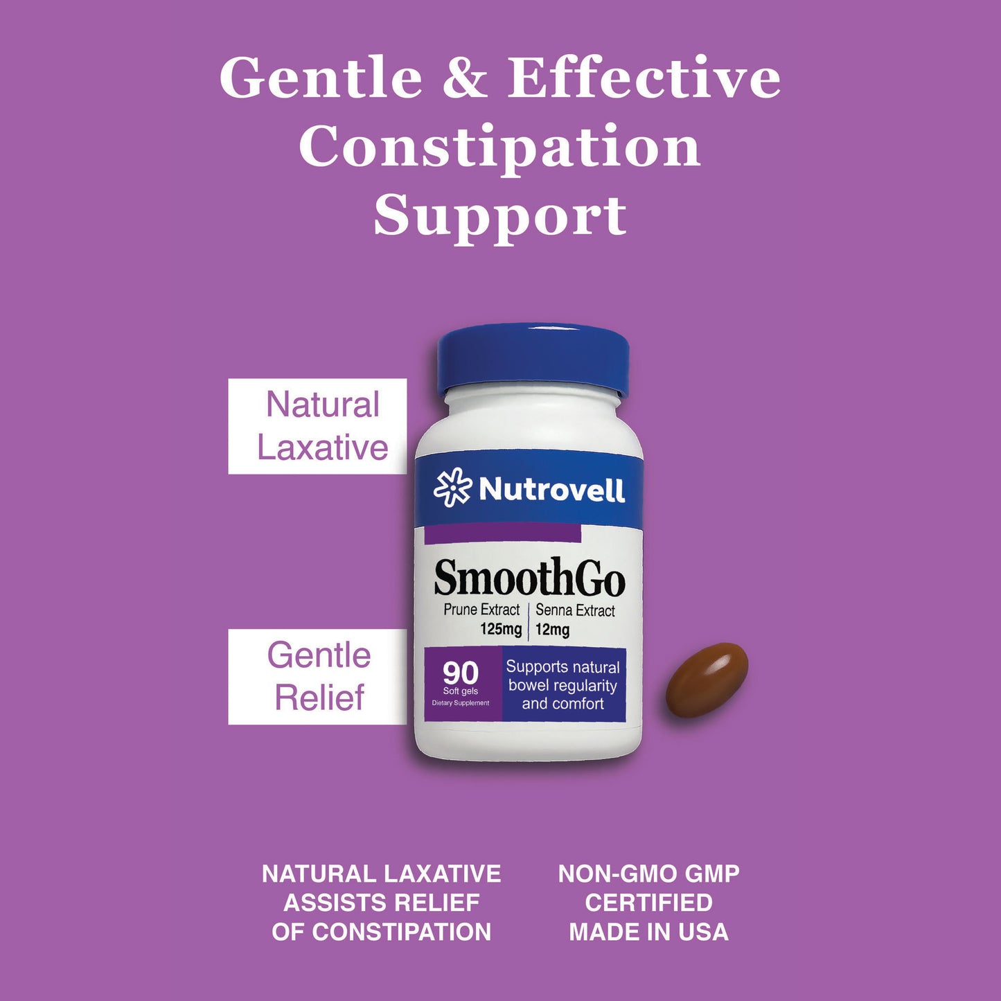 SmoothGo – Prune Extract 125 mg + Senna Extract 12 mg – 90 Softgels