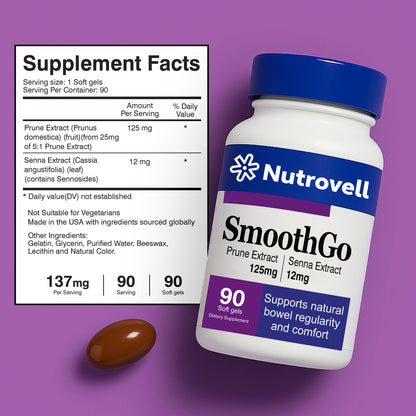 SmoothGo – Prune Extract 125 mg + Senna Extract 12 mg – 90 Softgels