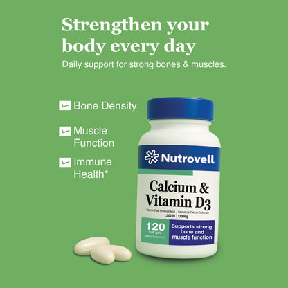 Calcium & Vitamin D3 – Calcium Carbonate 1200 mg – 120 Softgels