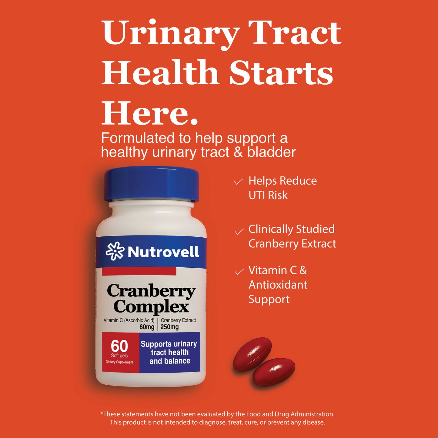 Cranberry Complex – Cranberry Extract 250 mg + Vitamin C 60 mg – 60 Softgels