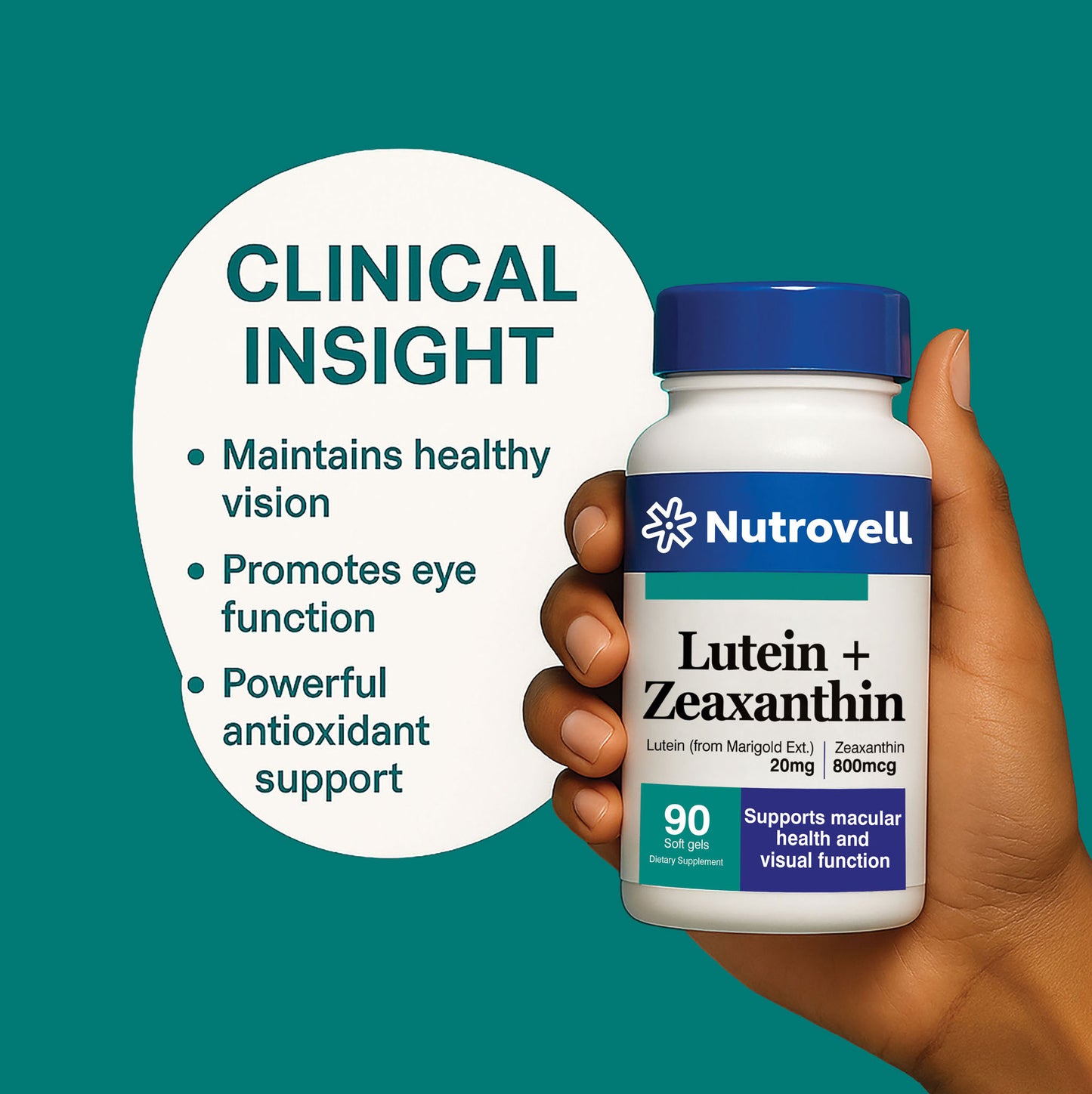 Lutein + Zeaxanthin – Lutein (from Marigold) 20 mg + Zeaxanthin 800 mcg – 60 Softgels