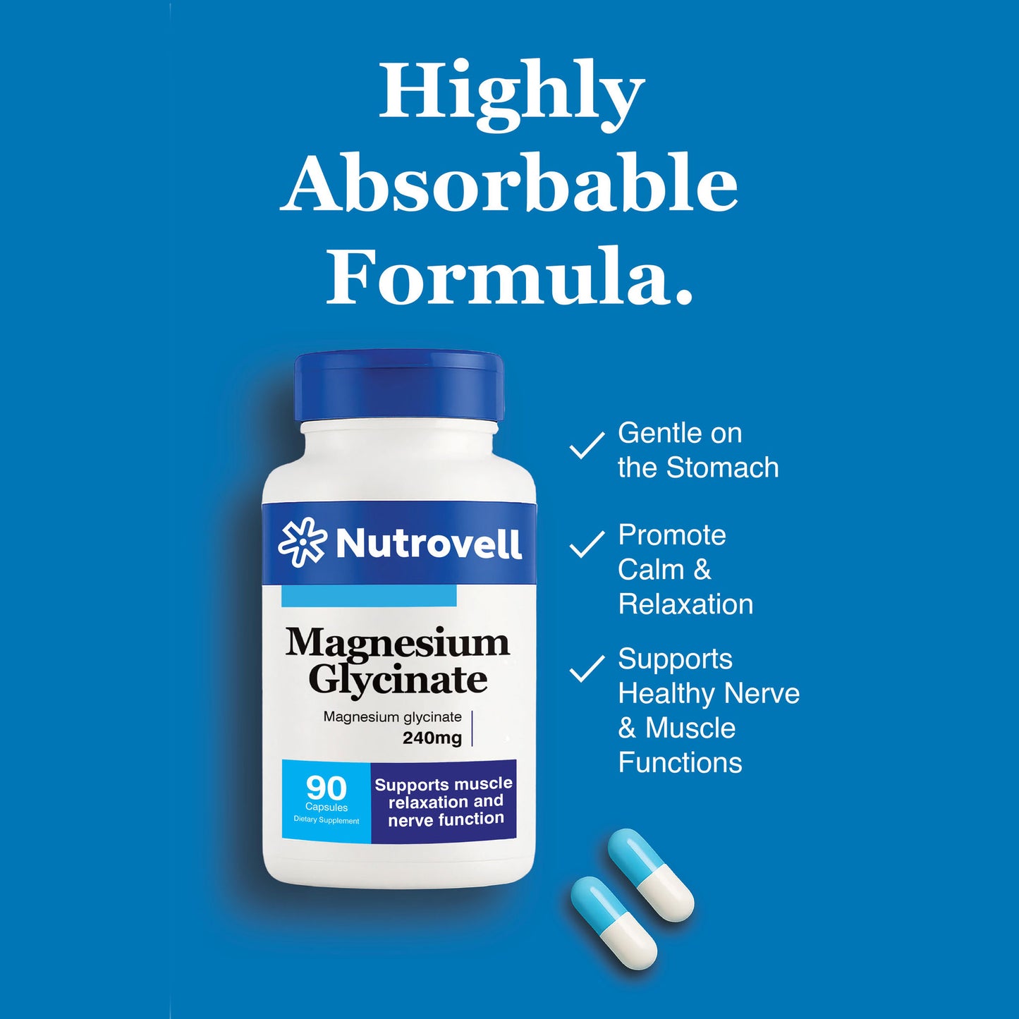 Magnesium Glycinate 240mg – Gentle, High-Absorption Capsules