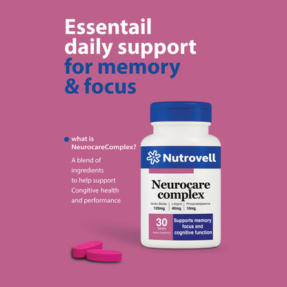 Neurocare Complex – Ginkgo Biloba 120 mg + L-Arginine 40 mg + Phosphatidylserine 10 mg – 30 Tablets