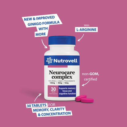 Neurocare Complex – Ginkgo Biloba 120 mg + L-Arginine 40 mg + Phosphatidylserine 10 mg – 30 Tablets