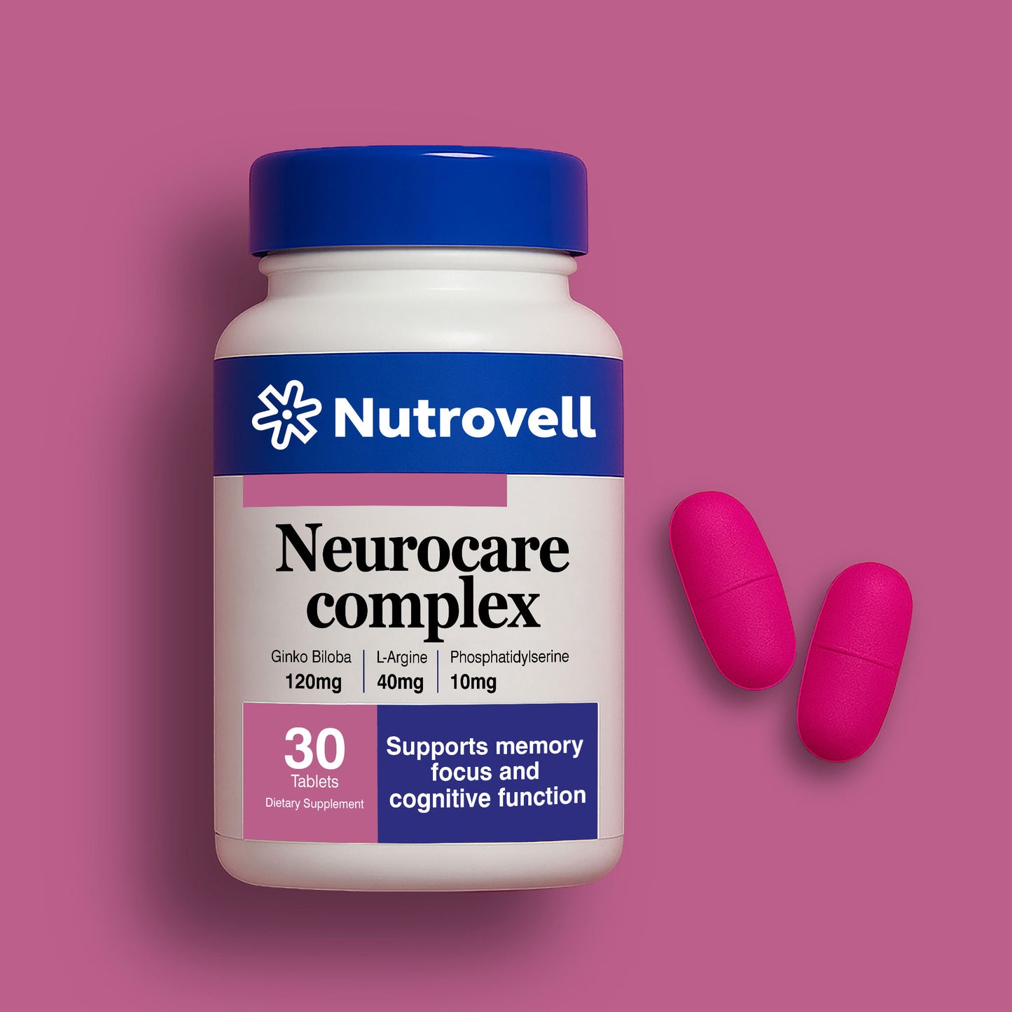 Neurocare Complex – Ginkgo Biloba 120 mg + L-Arginine 40 mg + Phosphatidylserine 10 mg – 30 Tablets