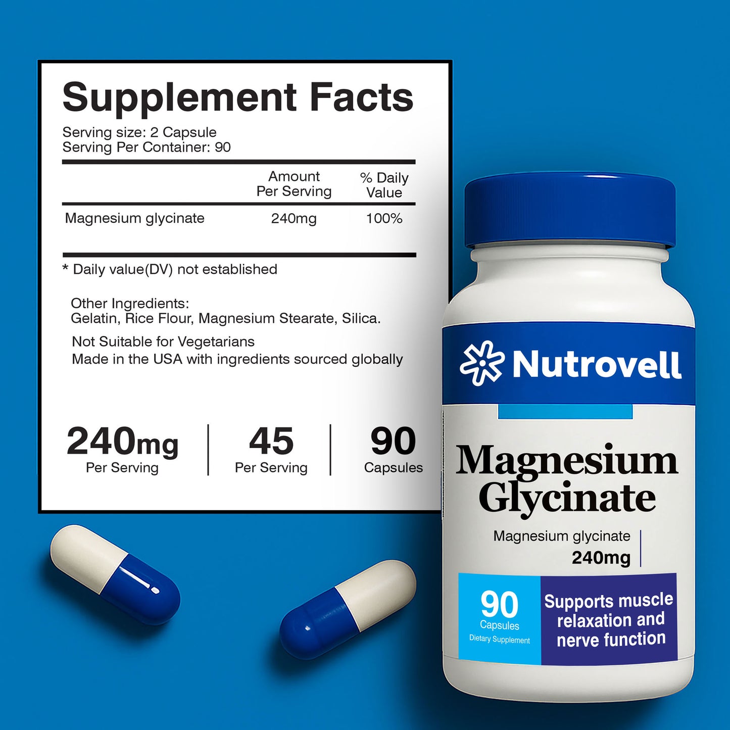 Magnesium Glycinate 240mg – Gentle, High-Absorption Capsules