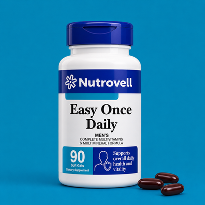 Nutrovell Easy Once Daily Men's Multivitamin bottle, 90 softgels dietary supplement