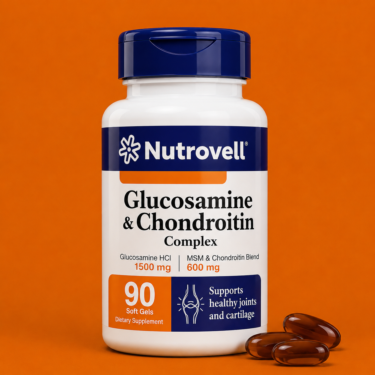Nutrovell Glucosamine & Chondroitin Complex - bottle of 90 softgels