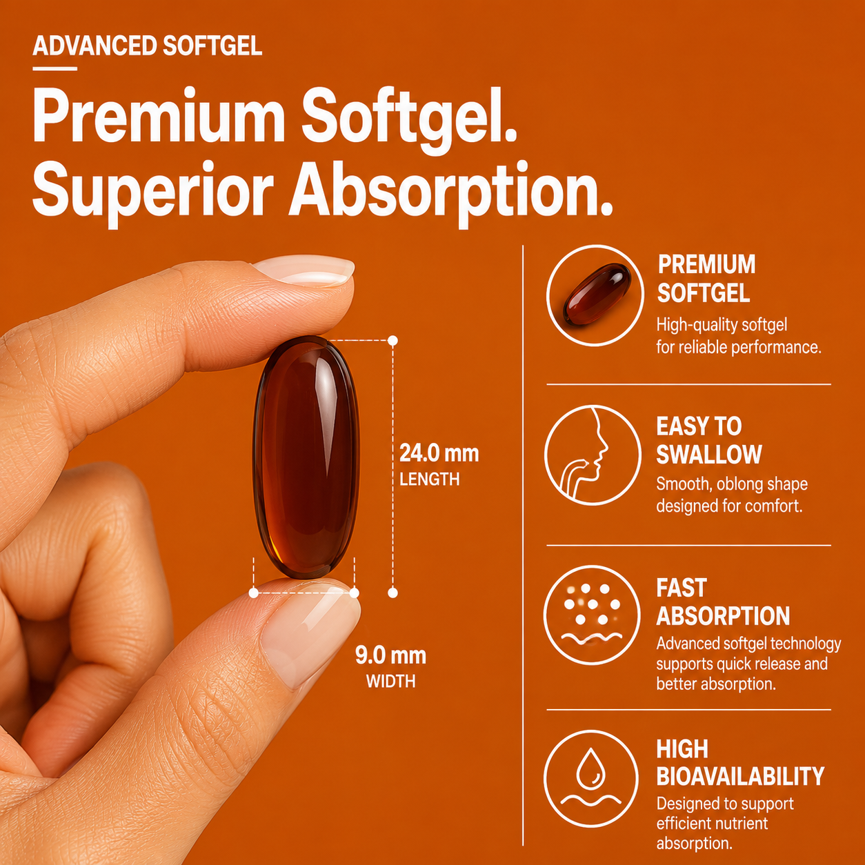 Nutrovell Glucosamine & Chondroitin Complex softgel size comparison