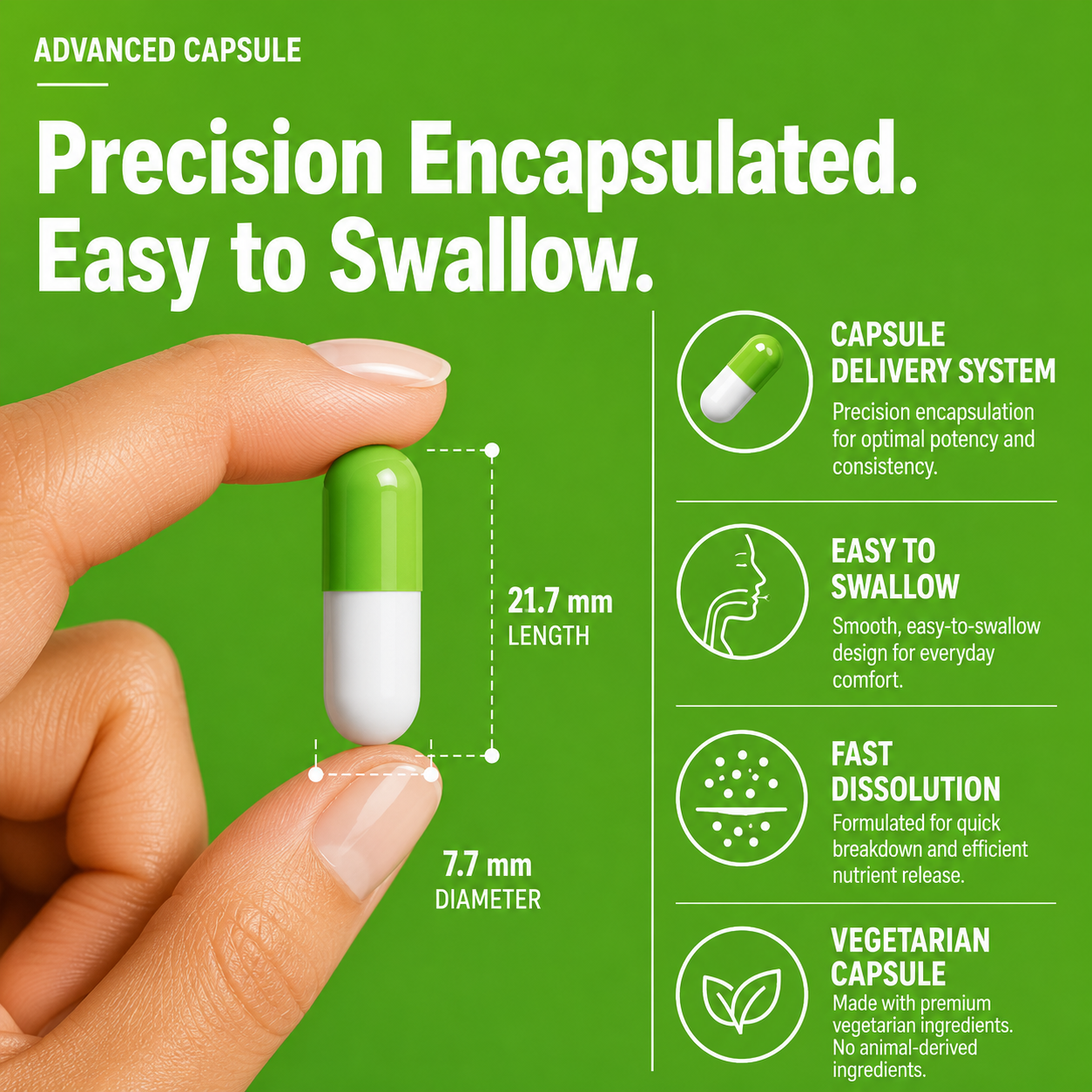 Close-up of Nutrovell Liver Support Complex capsule showing precision encapsulation, easy-to-swallow vegetarian capsule design