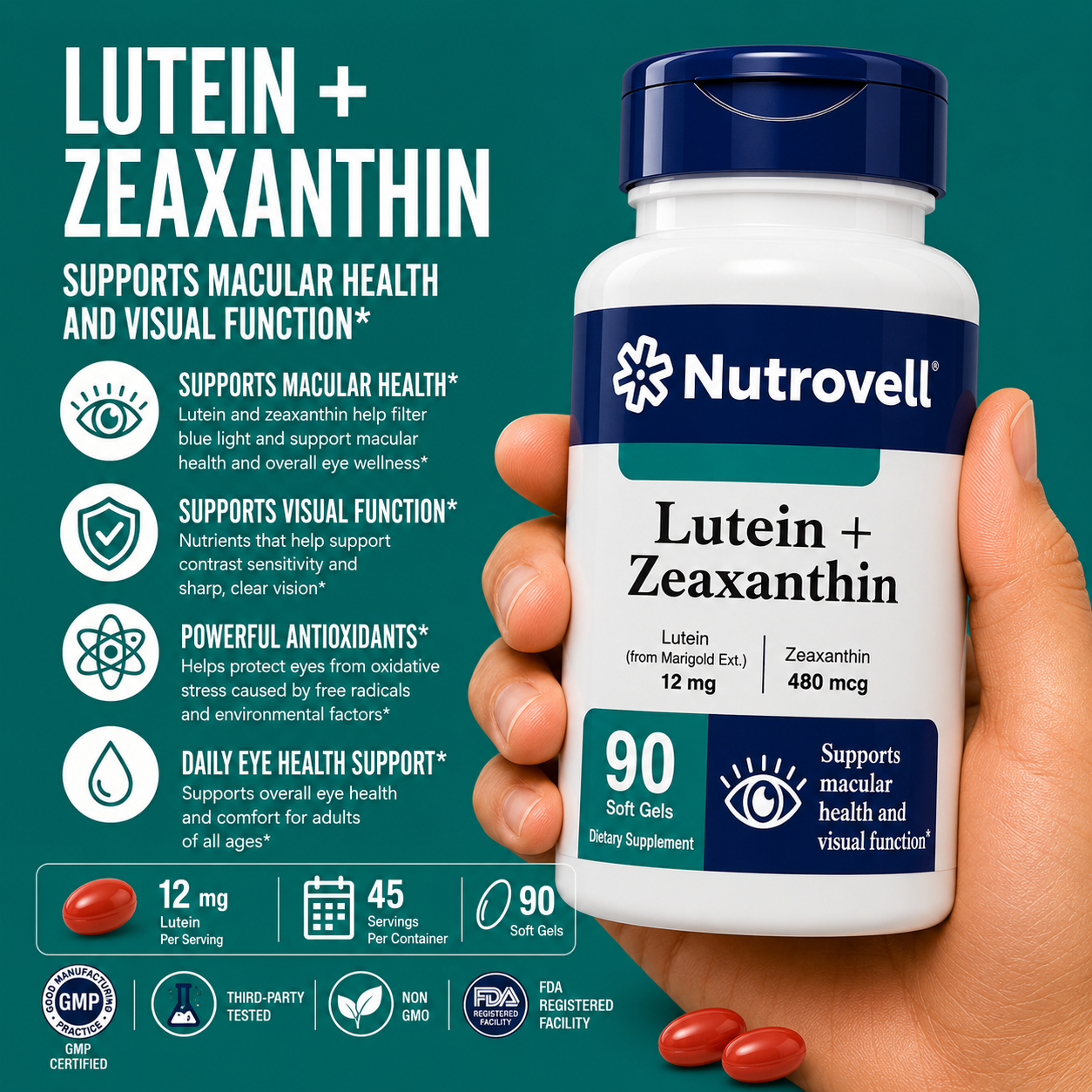 Benefits of Nutrovell Lutein + Zeaxanthin Eye Health Supplement