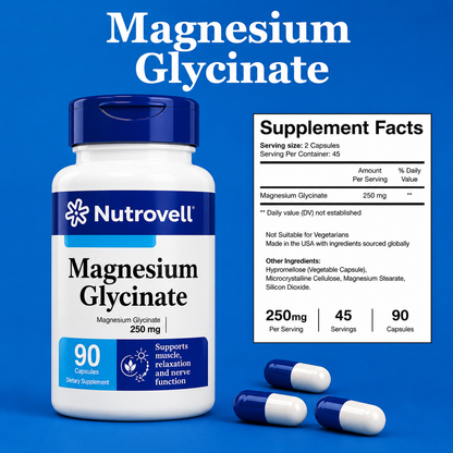 Nutrovell Magnesium Glycinate supplement facts label