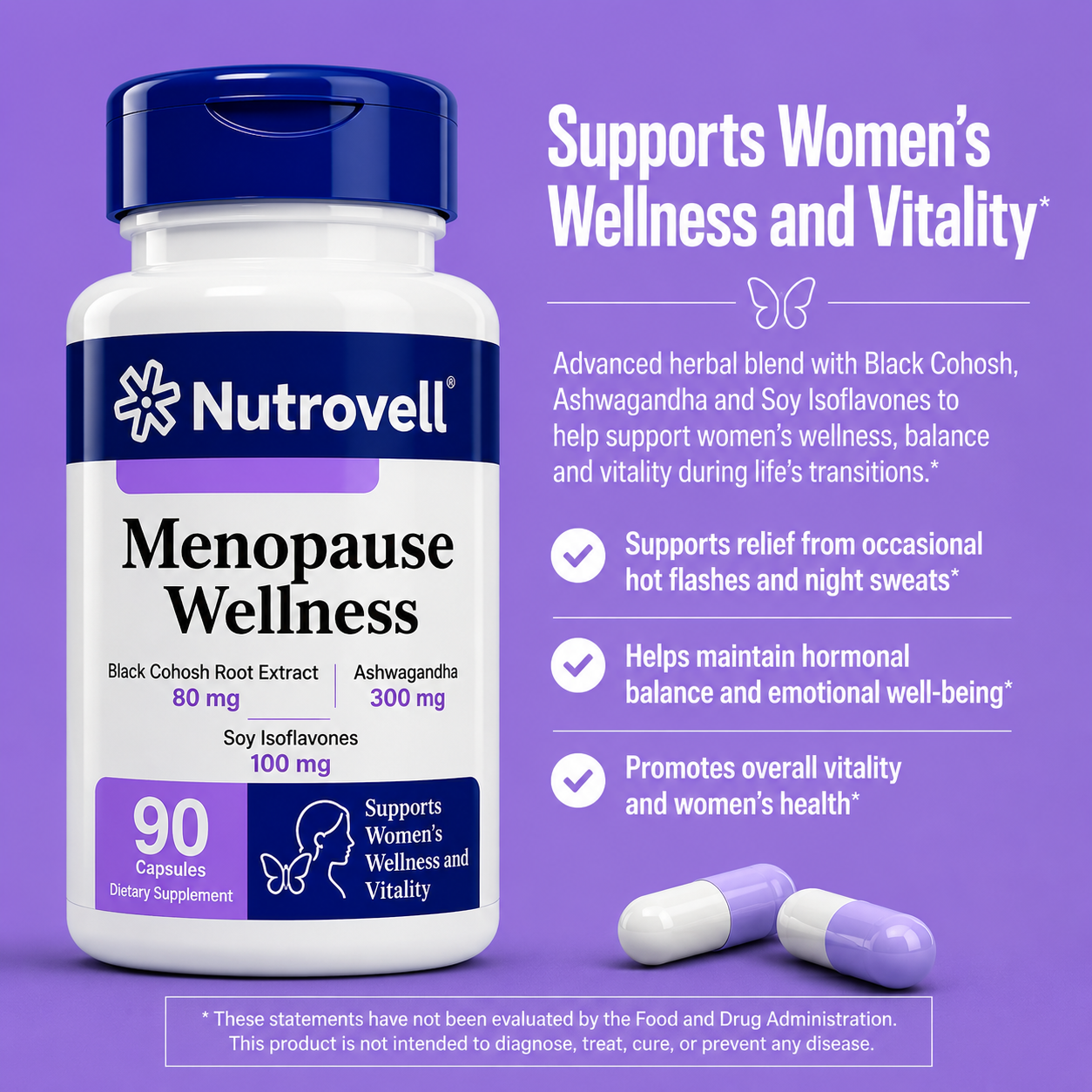 Nutrovell Menopause Wellness benefits: supports women's wellness and vitality