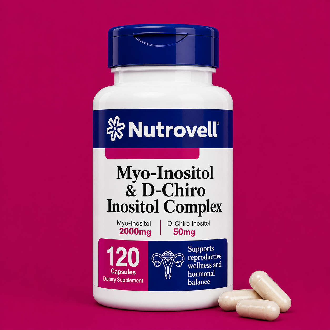 Nutrovell Myo-Inositol & D-Chiro Inositol Complex - bottle of 120 capsules