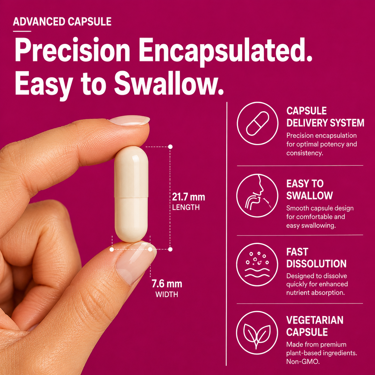 Nutrovell Myo-Inositol & D-Chiro Inositol Complex capsule size comparison