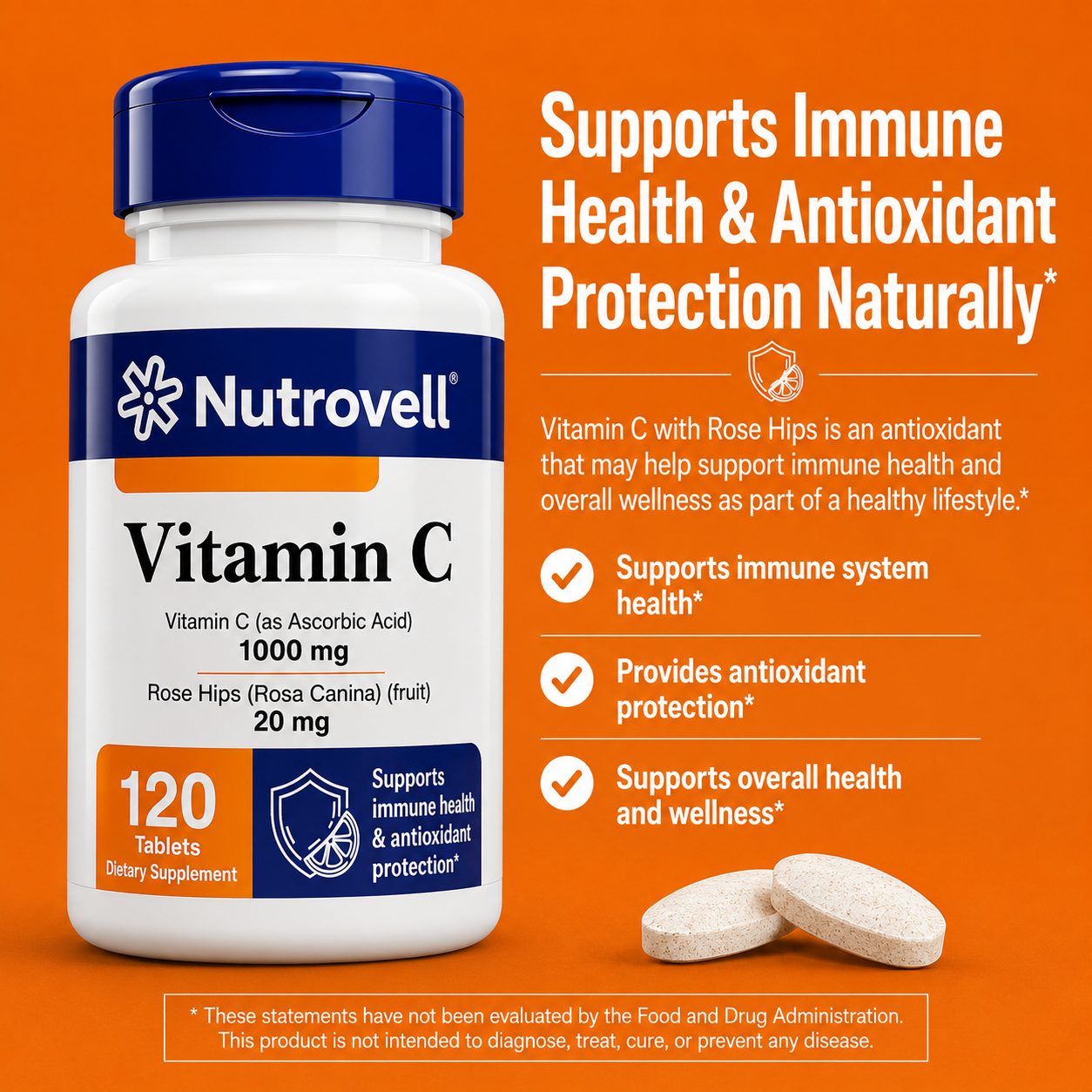 Nutrovell Vitamin C benefits: supports immune health and antioxidant protection naturally