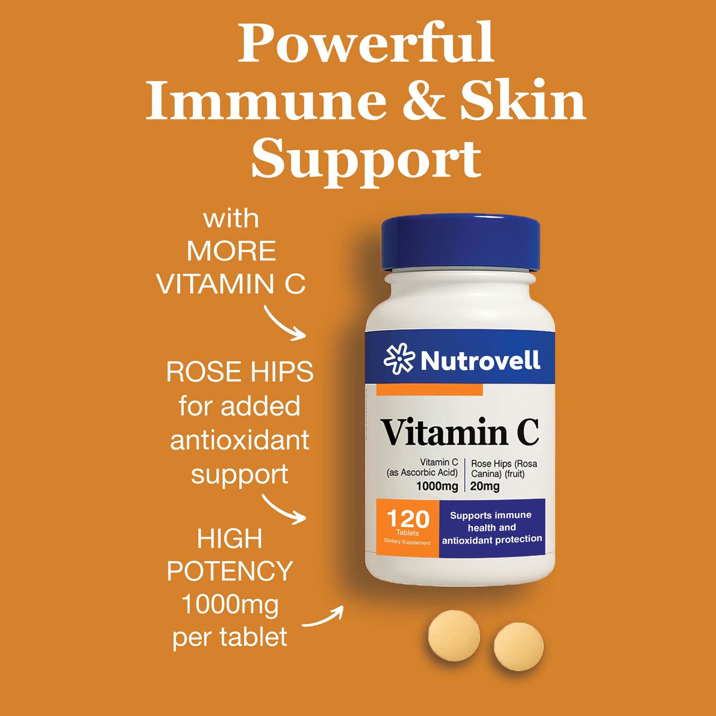 Vitamin C – Ascorbic Acid 1000 mg – 60 Tablets