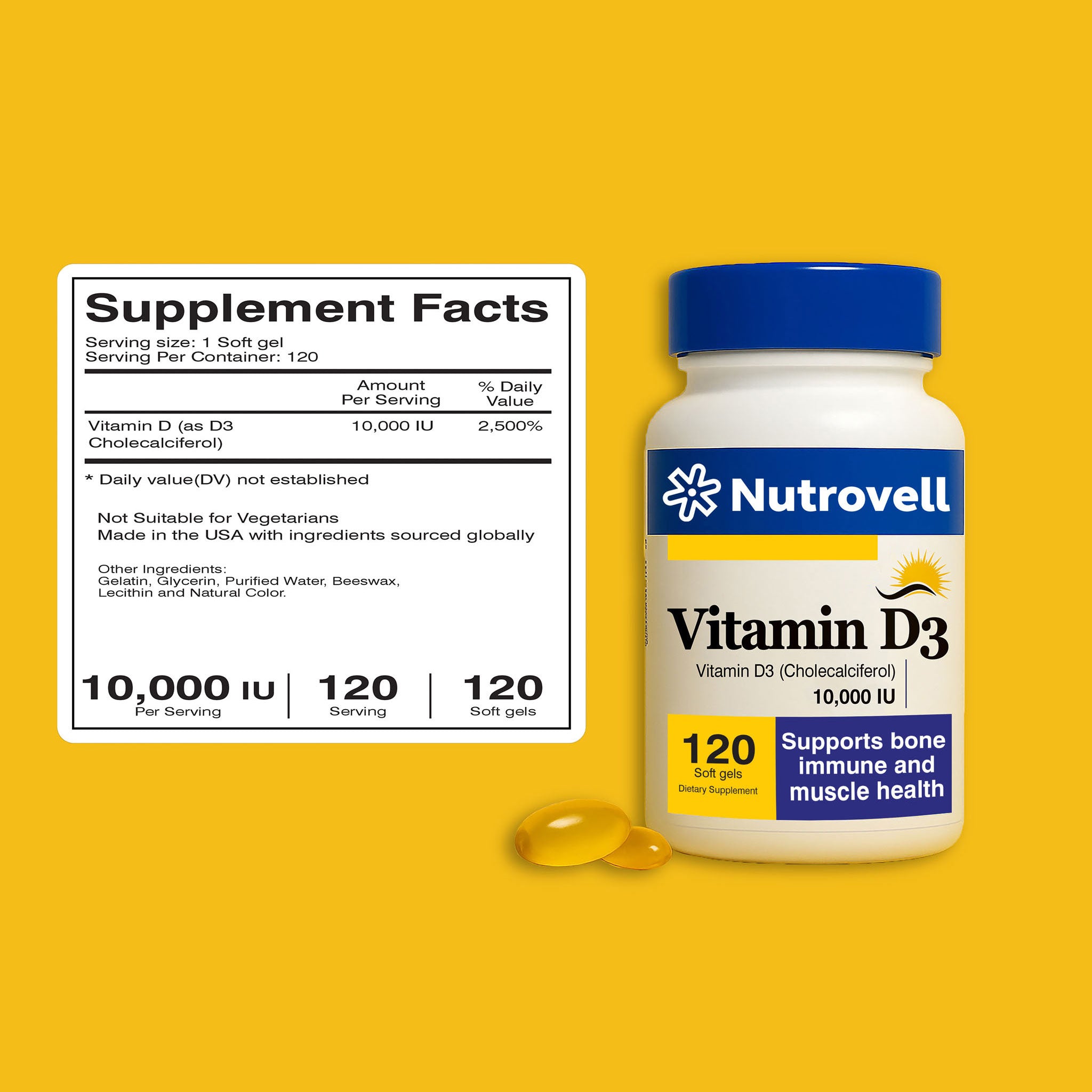 Vitamin D3 10,000 IU | High Potency 120 Softgels