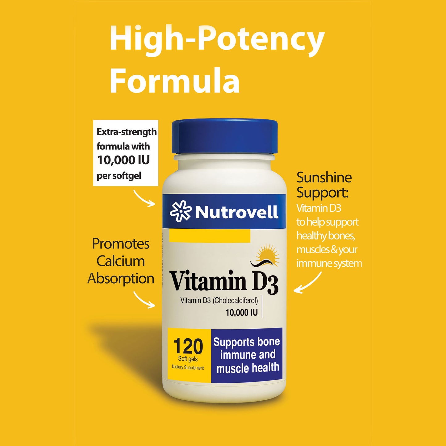 Vitamin D3 10,000 IU | High Potency 120 Softgels